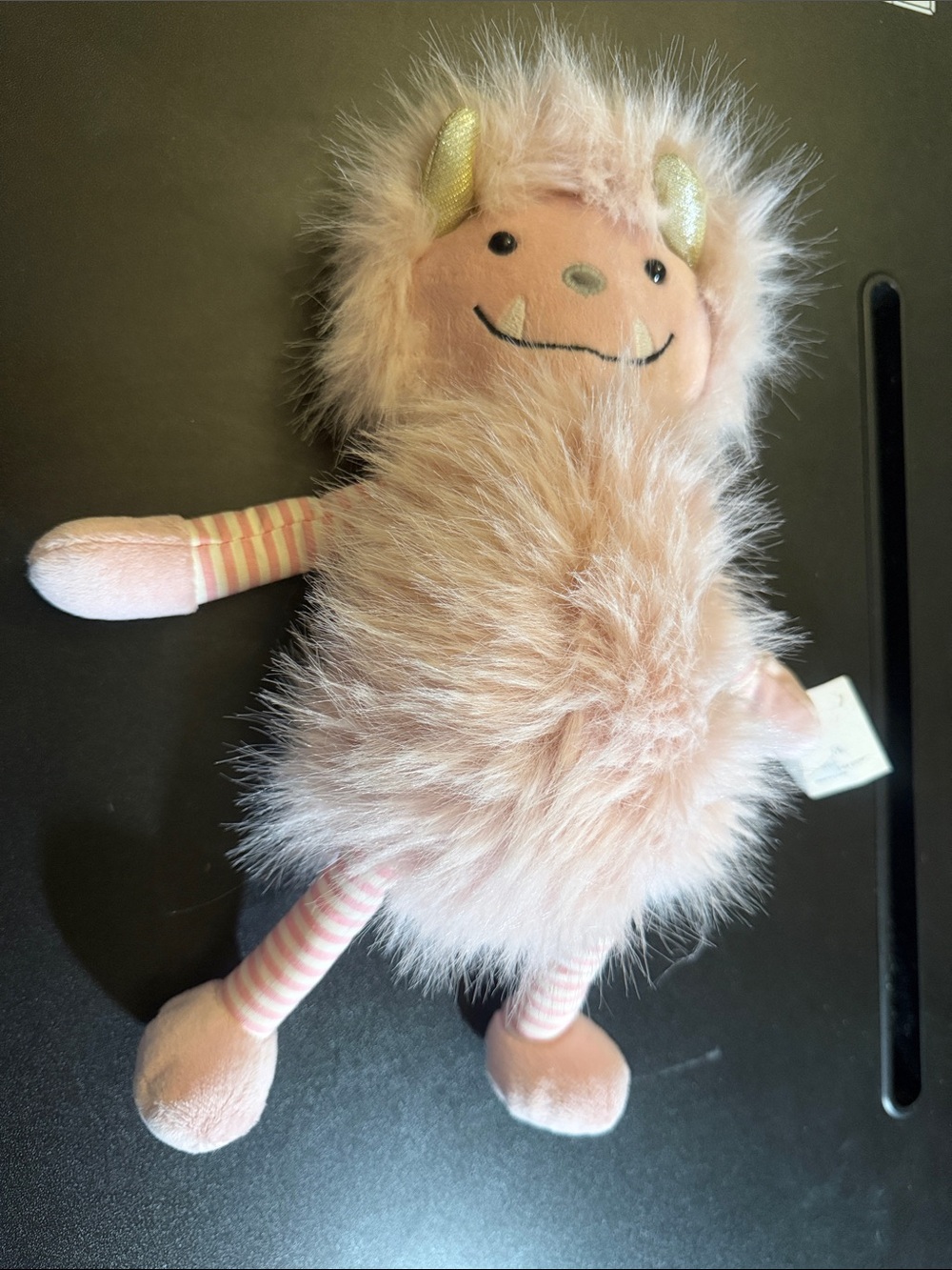 Plush Pink Fuzzy Monster Stuffed Animal - Soft Cuddly Toy